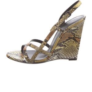Bottega Veneta Snakeskin Animal Print Slingback Sandal Wedge 37.5